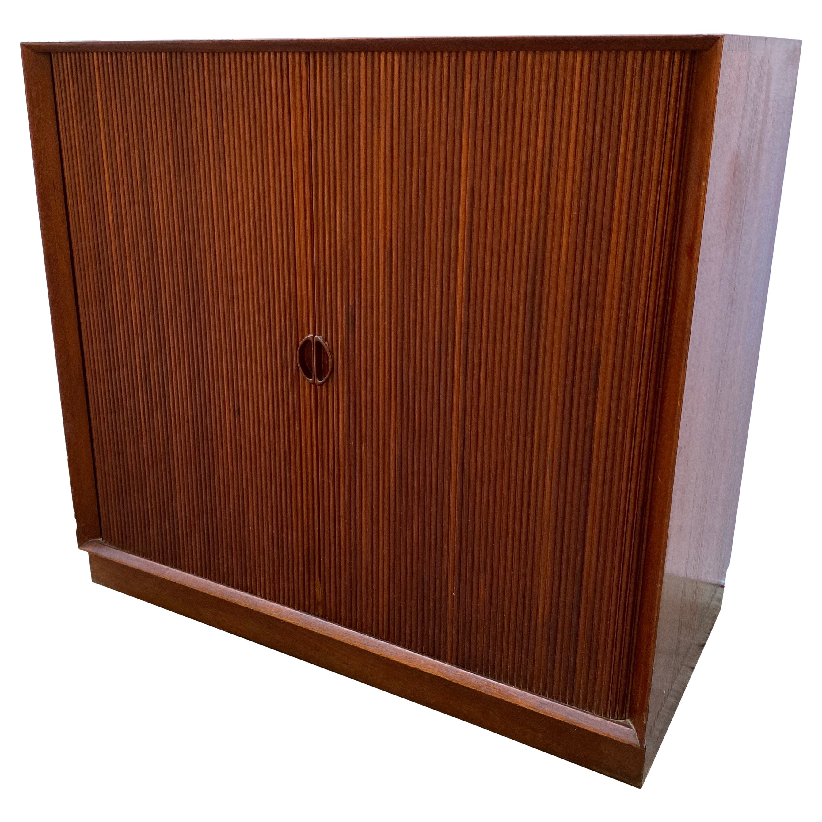 Molgaard and Hvidt Tambour Door Solid Teak Cabinet for John Stuart Furniture
