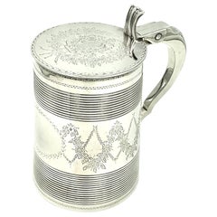 Antiker großer George III.-Sterlingsilber-Wappen Tankard aus dem 18. Jahrhundert, 1806