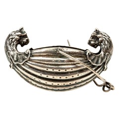 Sterling Gorham Silver Boat Shaped Tea Strainer with Griffin Lion Heads