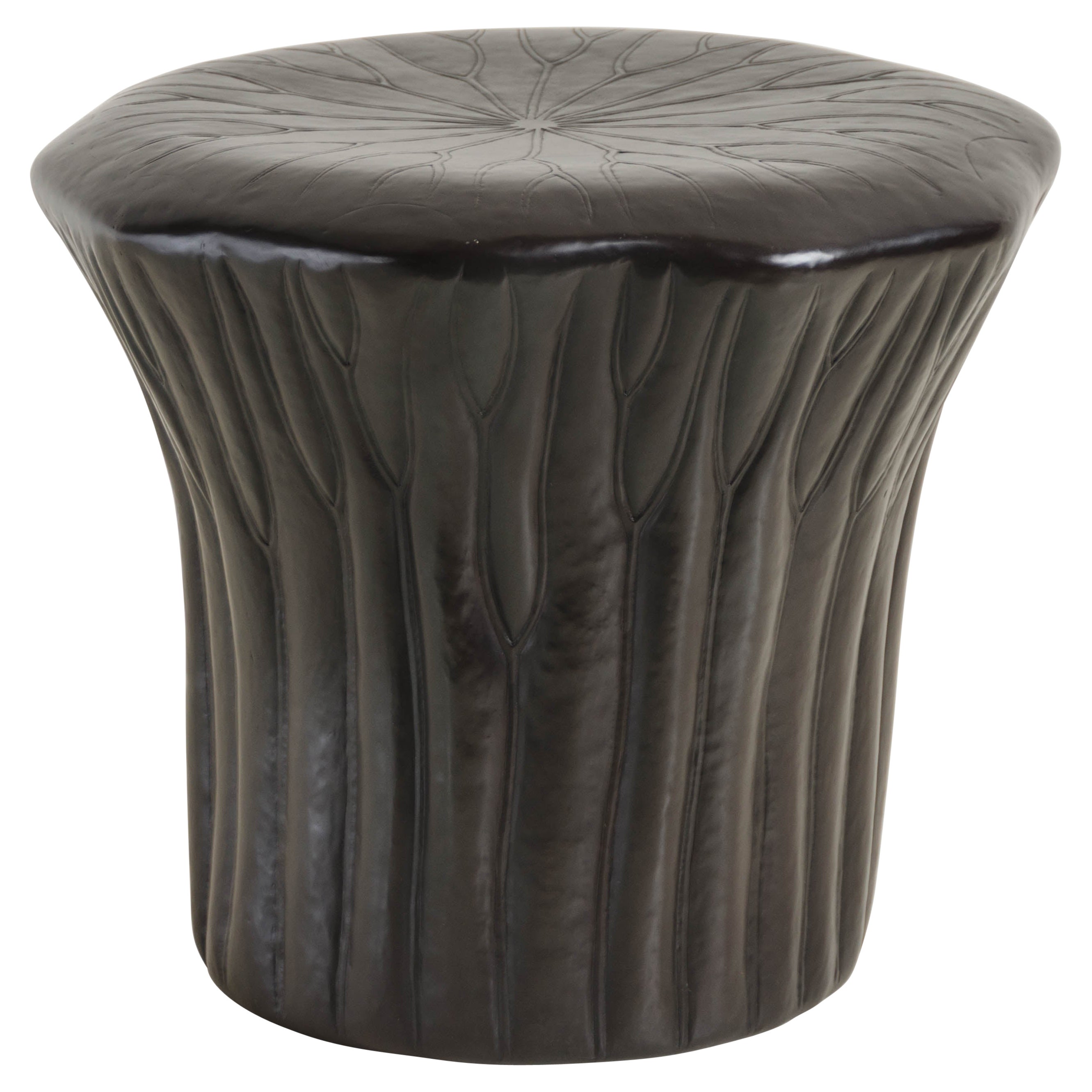 Contemporary Repoussé Lotus Drumstool in Copper by Robert Kuo, Limited Edition For Sale