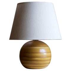 Bo Fajans, Table Lamp, Beige / Yellow Glazed Ceramic, Sweden, 1930s