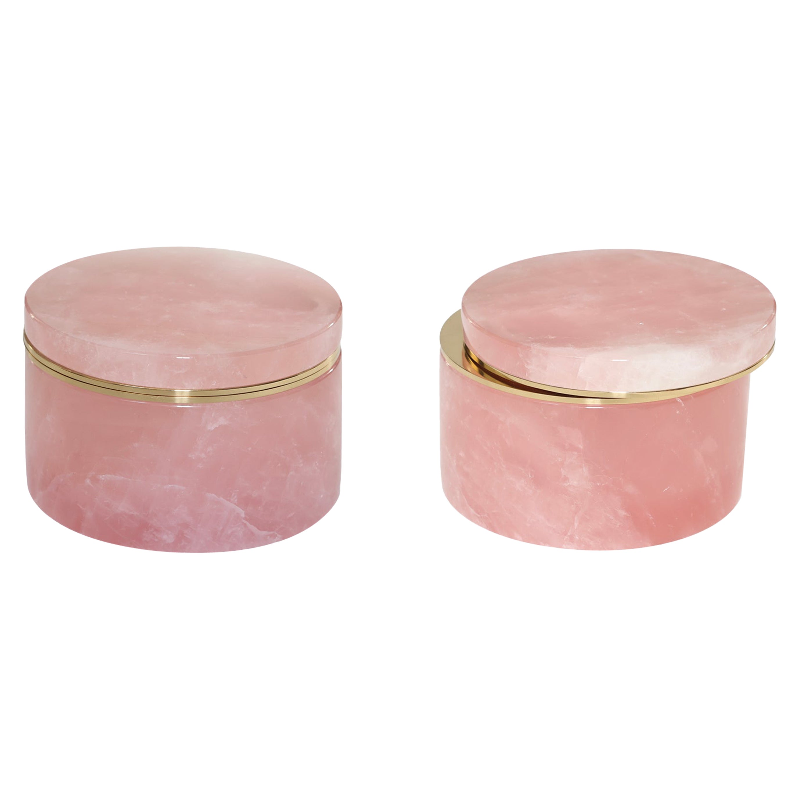 Pink Rock Crystal Boxes by Phoenix For Sale