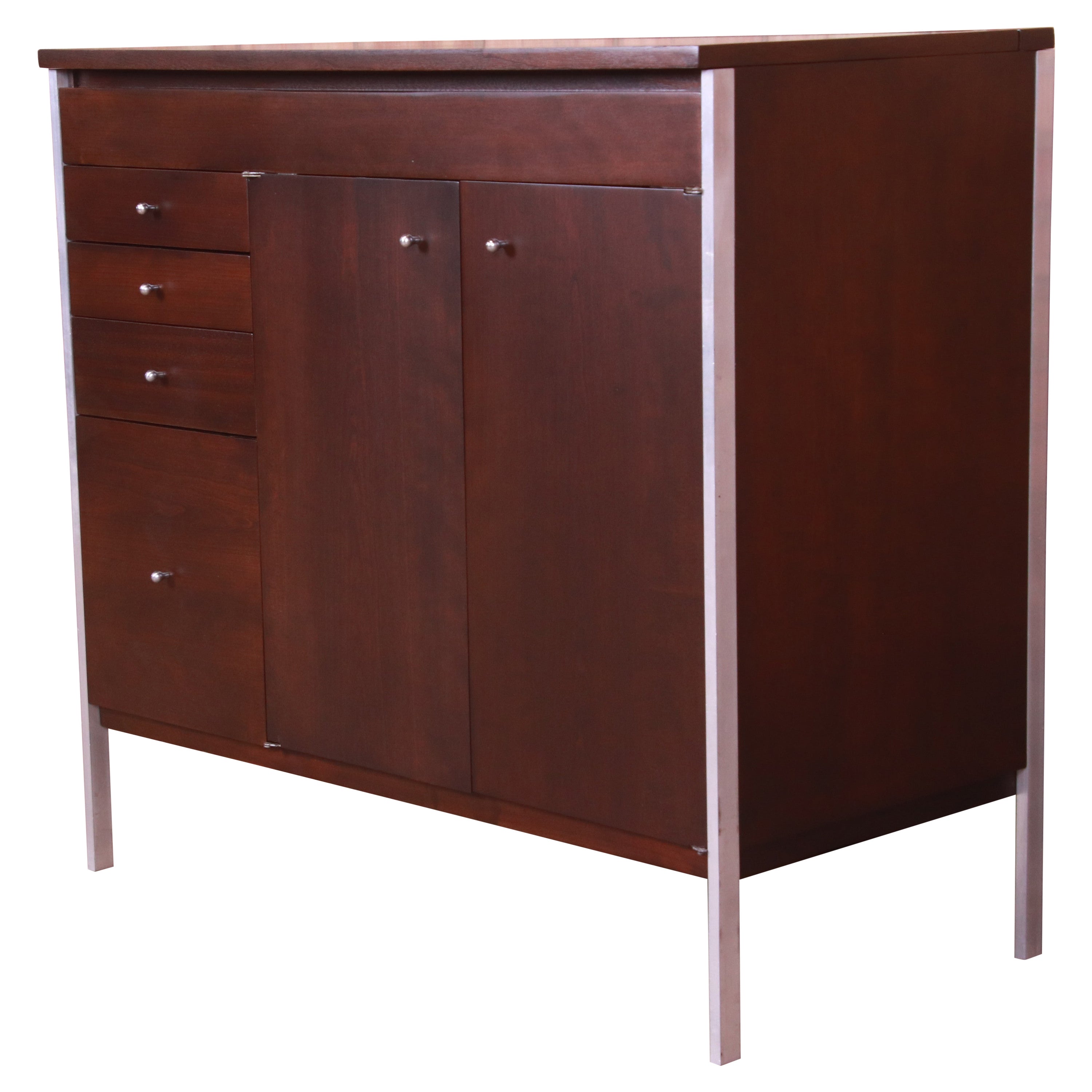 Paul McCobb Connoisseur Collection Mahogany Lift Top Bar Cabinet, Refinished