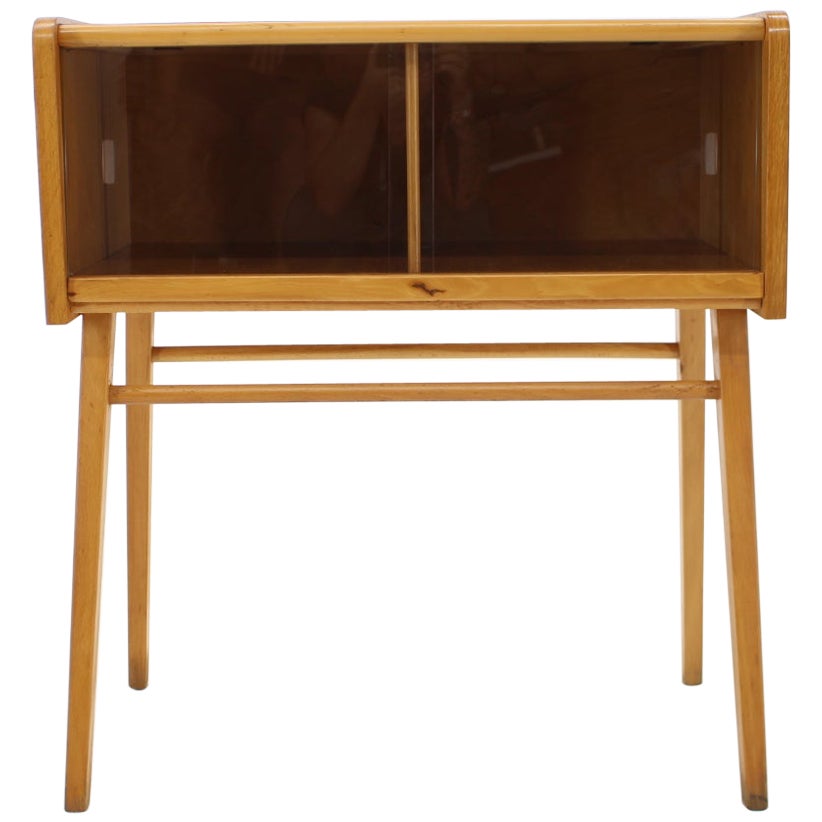 1960s Oak and Glass Cabinet, Czechoslovakia For Sale