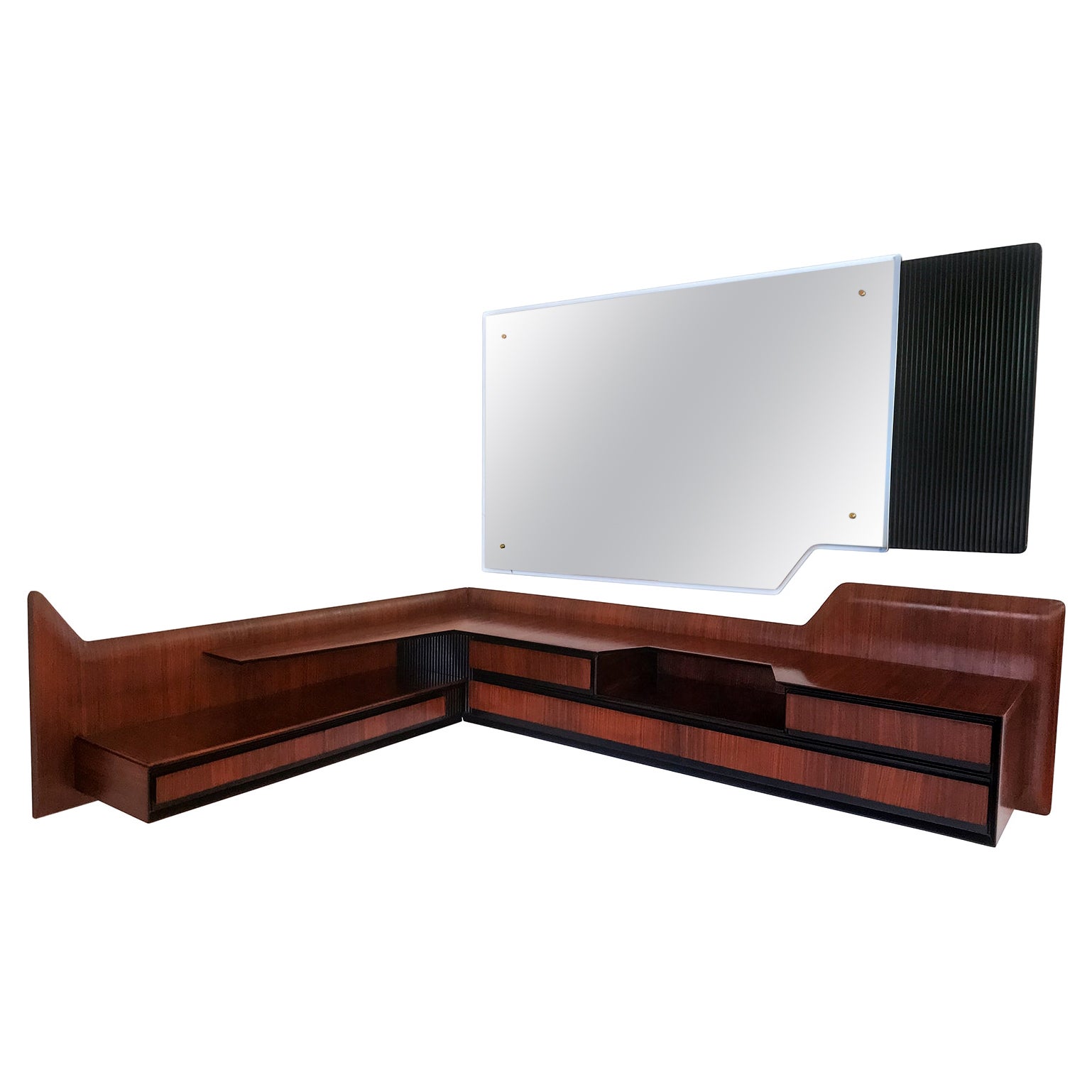Italian Mid-Century Wall Mounted Corner Console with Mirror by Dassi, 1950s