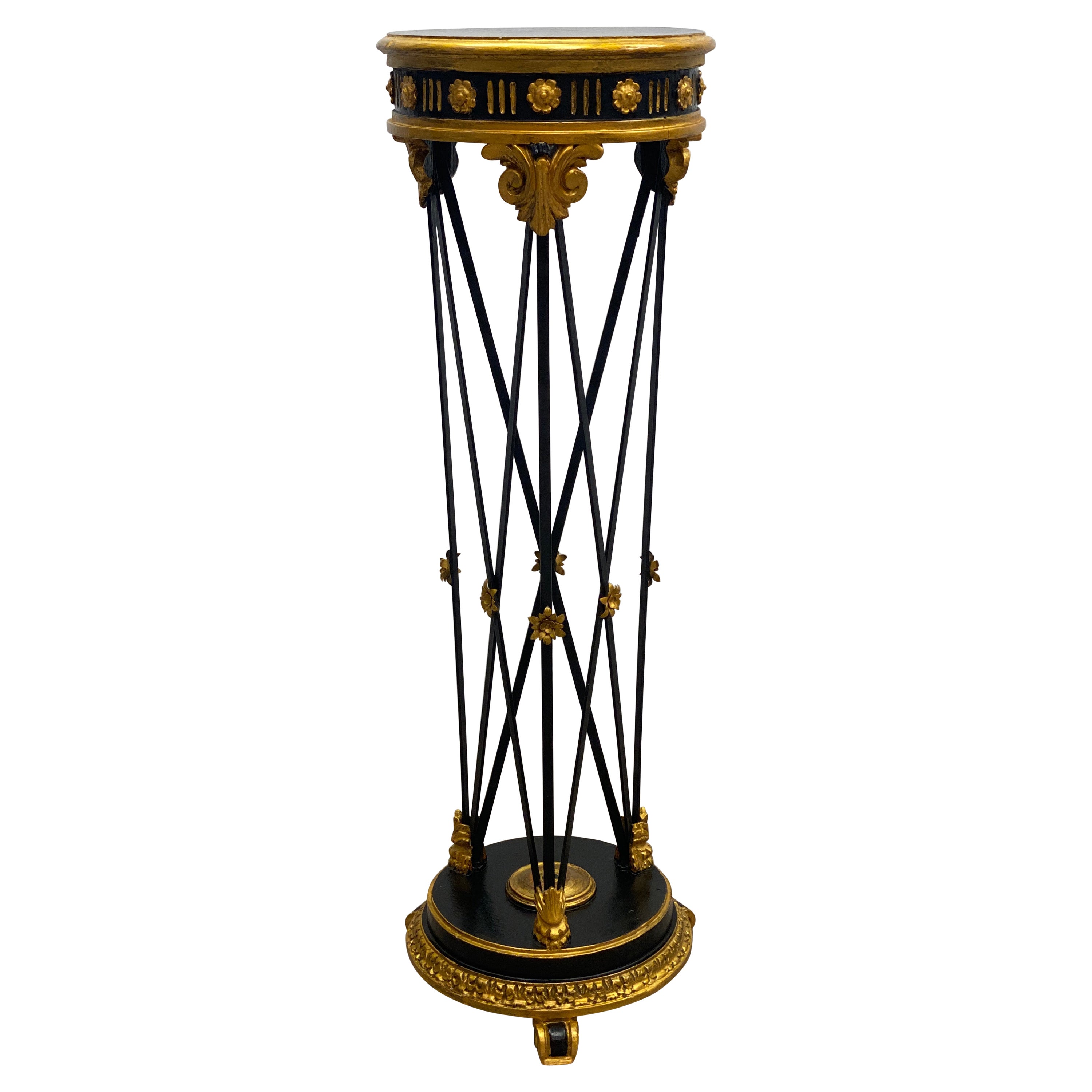 Directoire Neoclassical Style Ebony and Giltwood Plant Stand