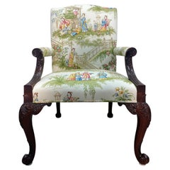 20th Century Mahogany Gainsborough Chair in Chinoiserie Chippendale Manor