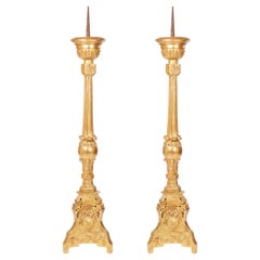 Pair of Louis XVI Style Giltwood Candleholders