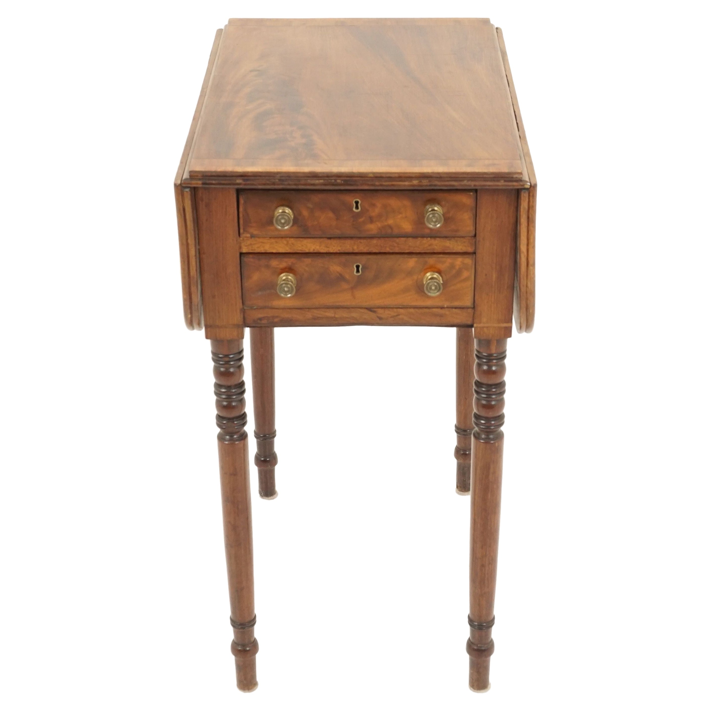 Antique Regency Inlaid Pembroke Drop Leaf Table, Scotland 1810, H288  For Sale