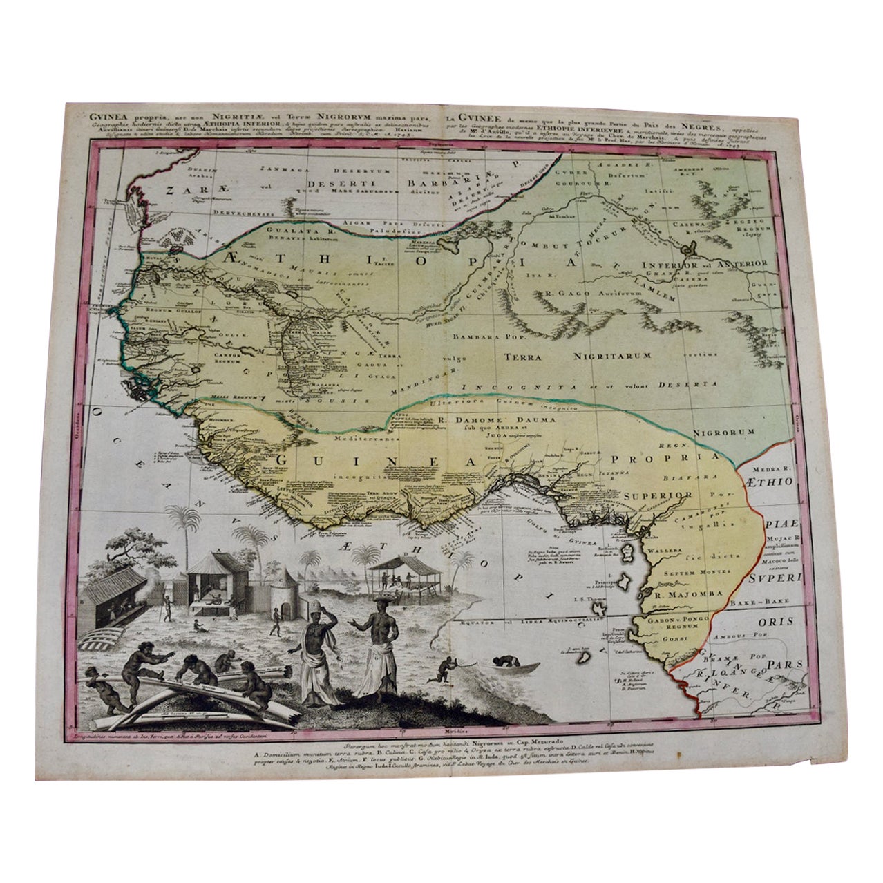 West Africa Entitled "Guinea Propria": An 18th Century Hand Colored Homann Map For Sale