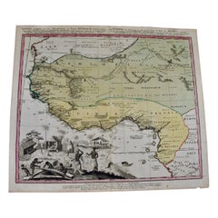 18th Century Hand Colored Homann Map of West Africa Entitled "Guinea Propria"