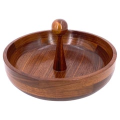 Danish Modern Hand-Carved Solid Walnut Nut Bowl Catch It All