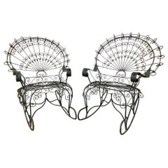 Salterini Twisted Wrought Iron Peacock Rocking Chairs
