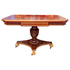 Fine 19th Century Russian Mahogany and Gilt Brass Pedestal Base Library Table 