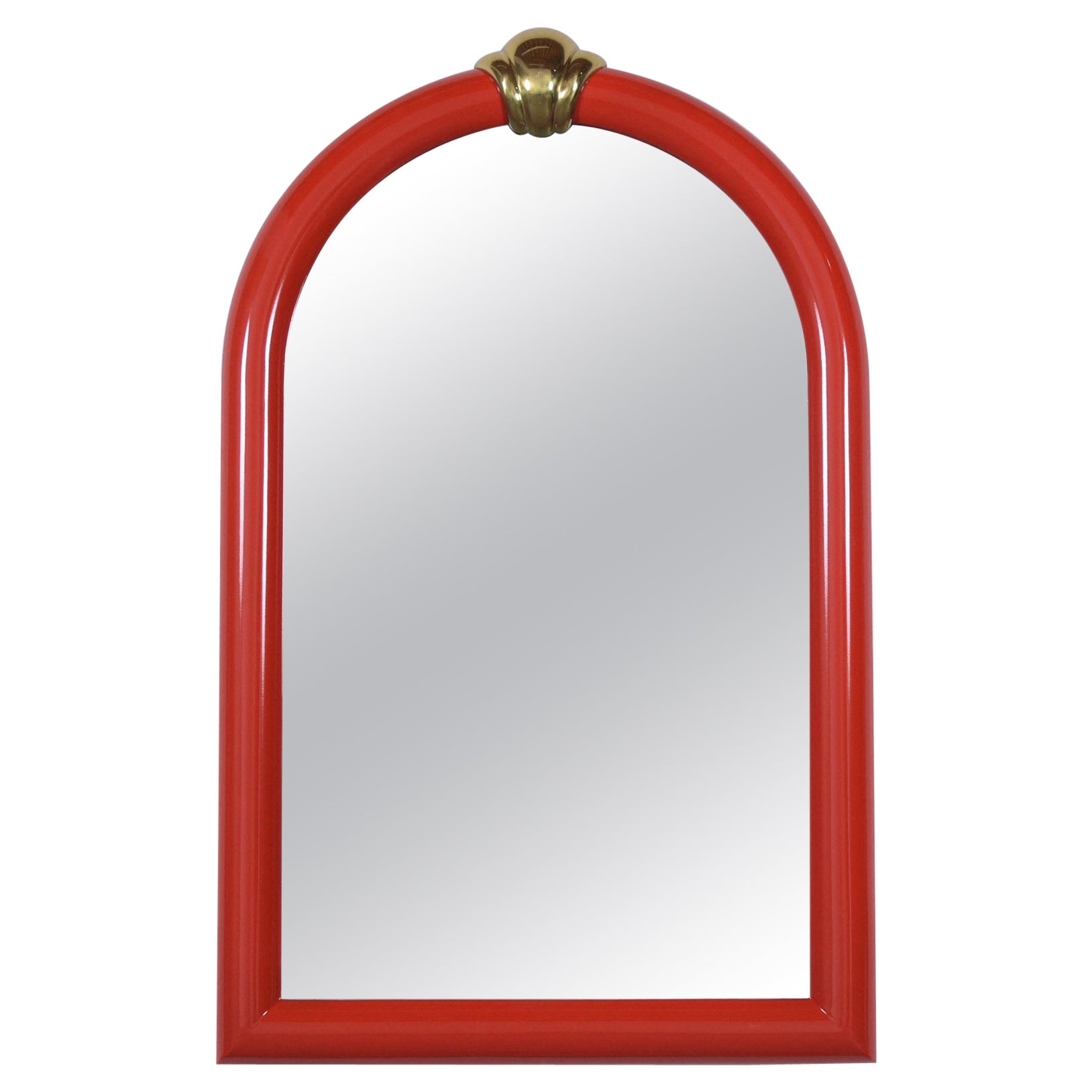 Red Mid-Century Wall Mirror