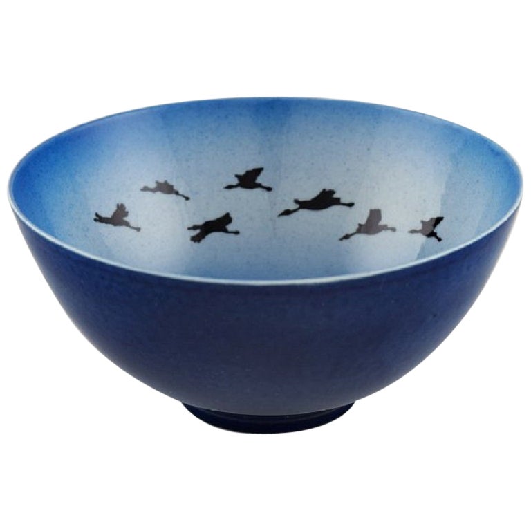 Sven Wejsfelt for Gustavsberg Studio, Bowl in Ceramics with Birds For Sale