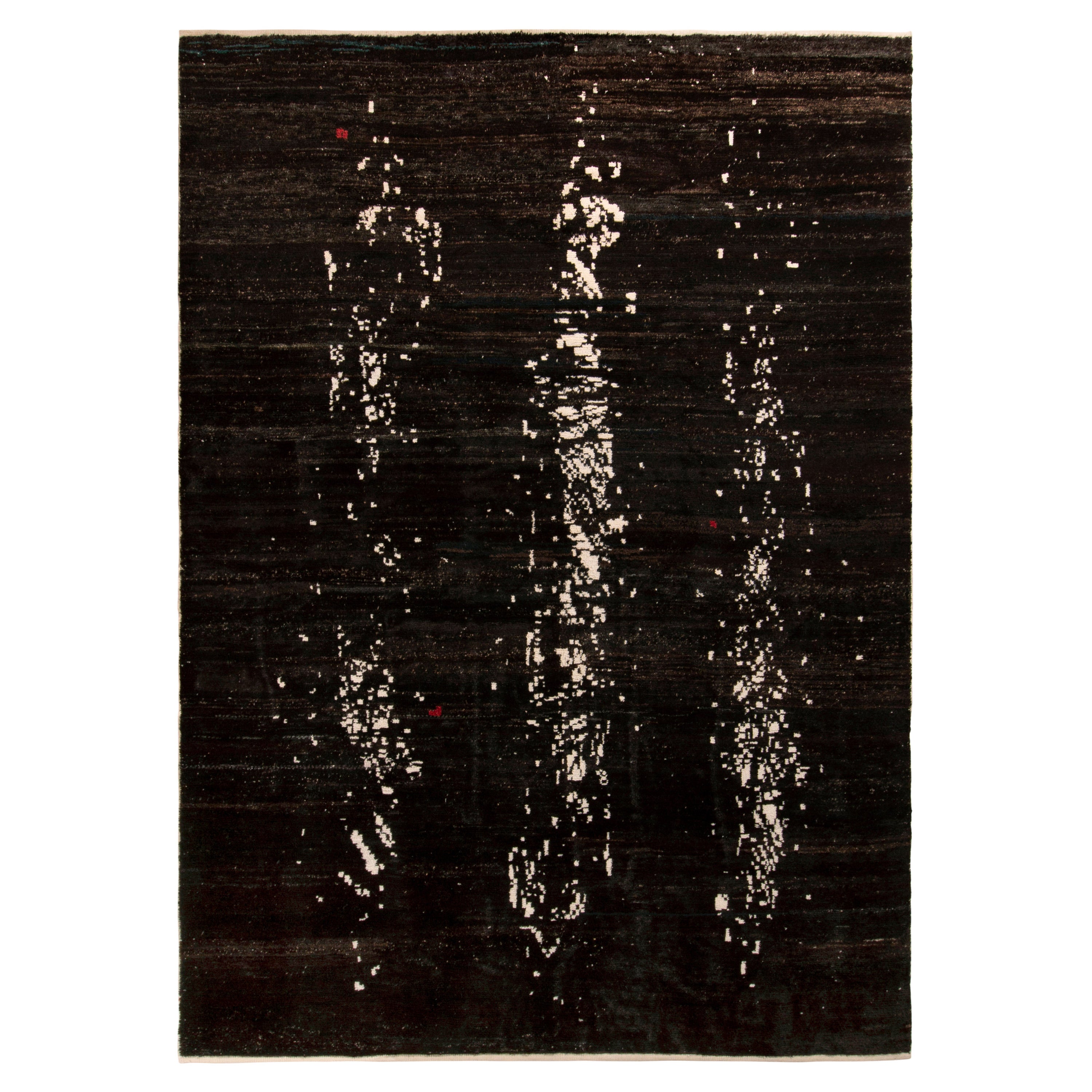 Tapis moderne Kilims & Kilims à motif abstrait brun-noir et blanc sur toute sa surface en vente