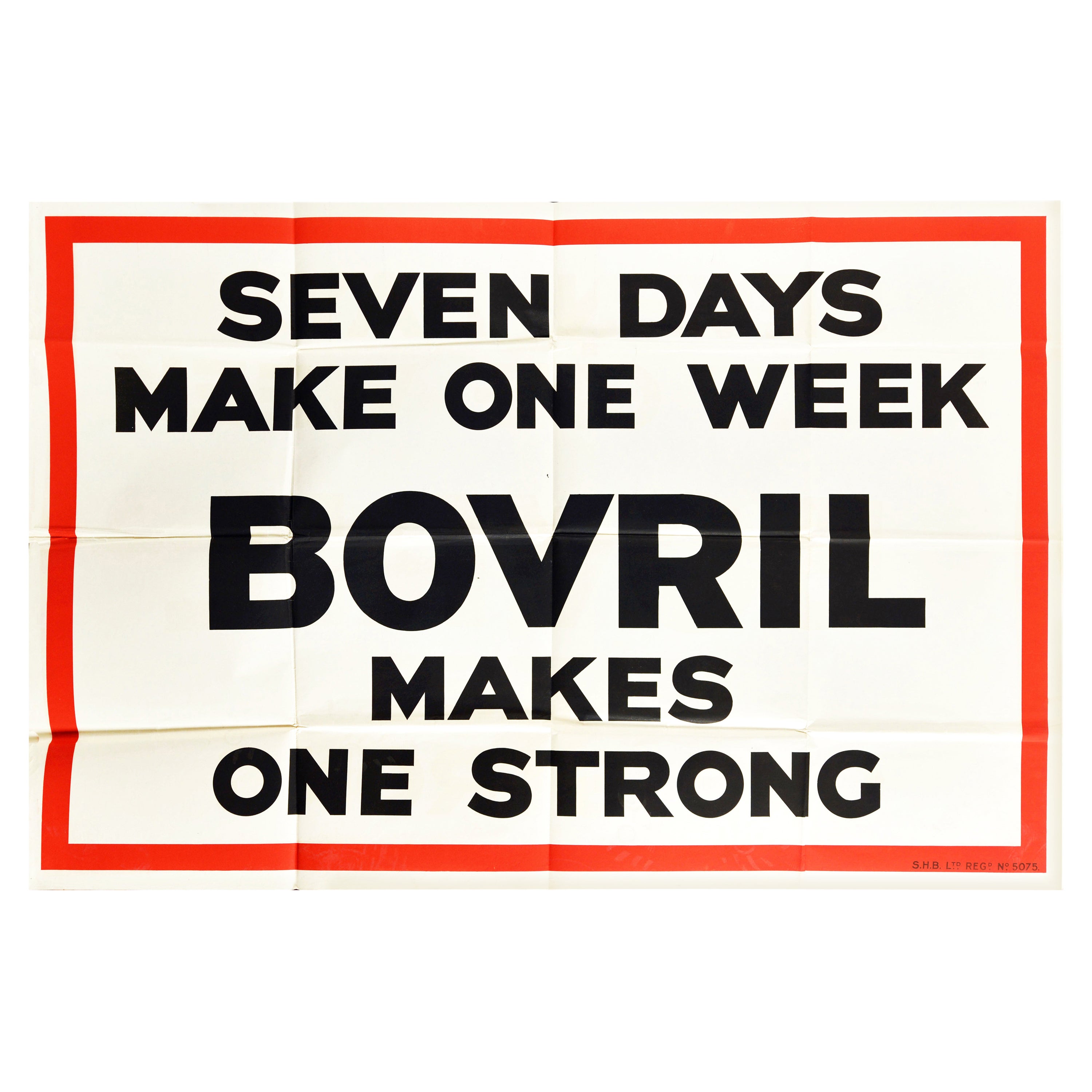 Original Vintage Poster Seven Days Make One Week Bovril Makes One Strong Advert
