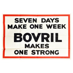 Cartel Vintage Original Siete días hacen una semana Bovril hace un anuncio fuerte