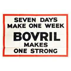 Original Vintage Poster Seven Days Make One Week Bovril Makes One Strong Advert