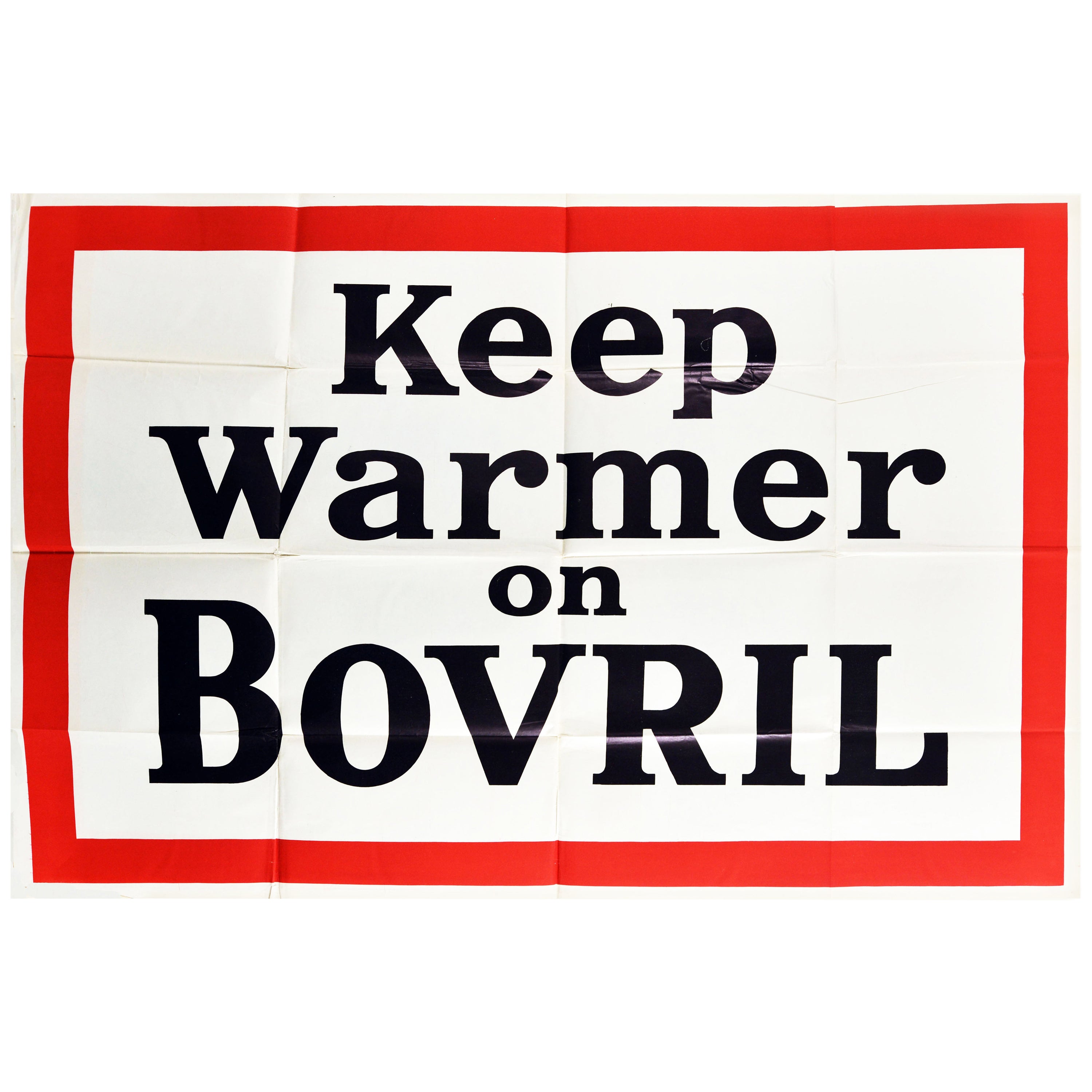 Affiche rétro originale, Keep Warmer On Bovril, Publicité pour la boisson chaude et le bétail, Extract Food Advert en vente