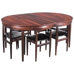 Mid-Century Modern Scandinavian Dining Set in Rosewood by Olsen with 6 Chairs