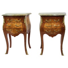Vintage Pair of Small Marble Topped French Chest of Drawers
