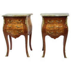 Pair of Small Marble Topped French Chest of Drawers