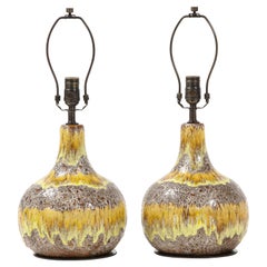 West German Yellow, Brown, Glazed Lamps