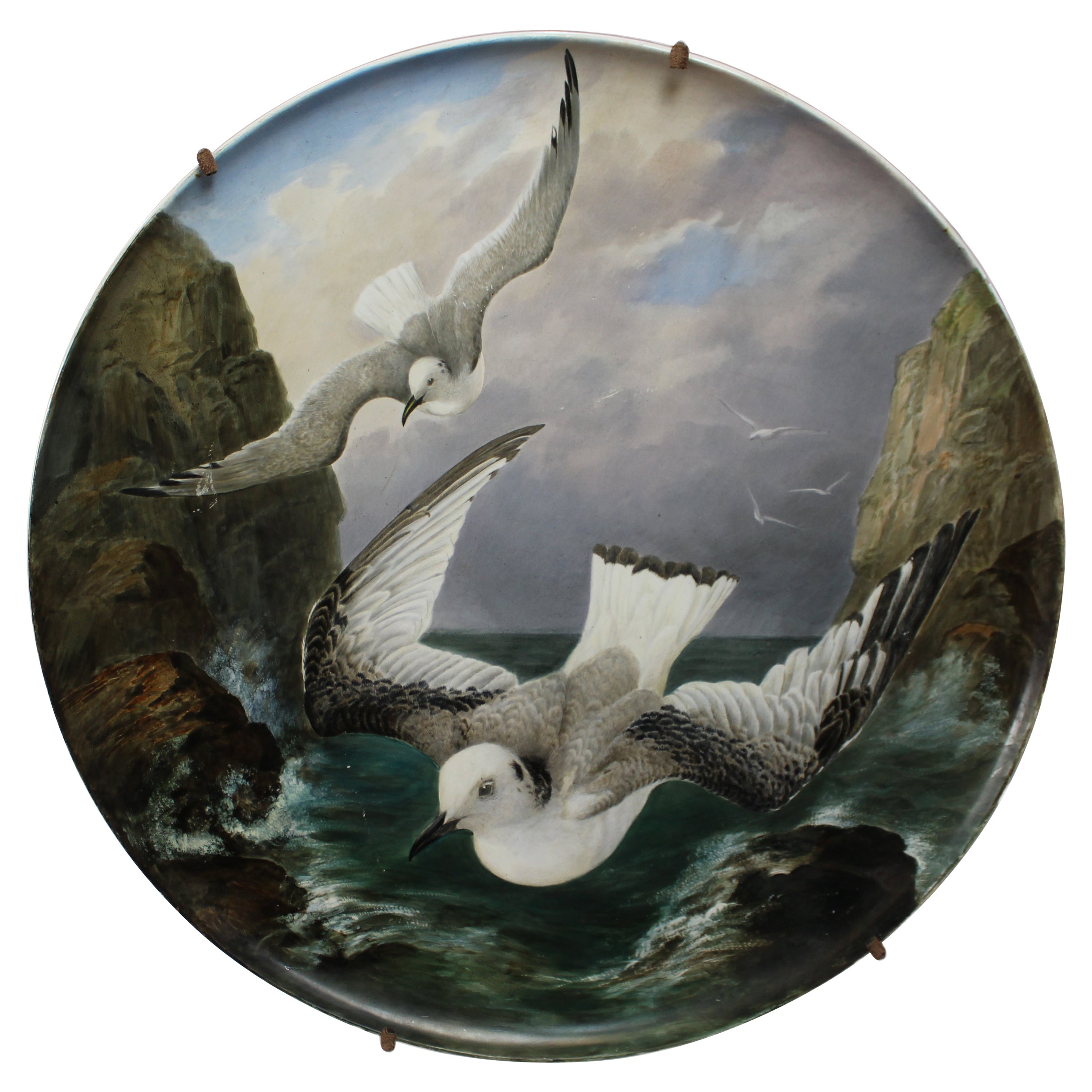 Creil et Montereau Painted Seagull Charger c.1880