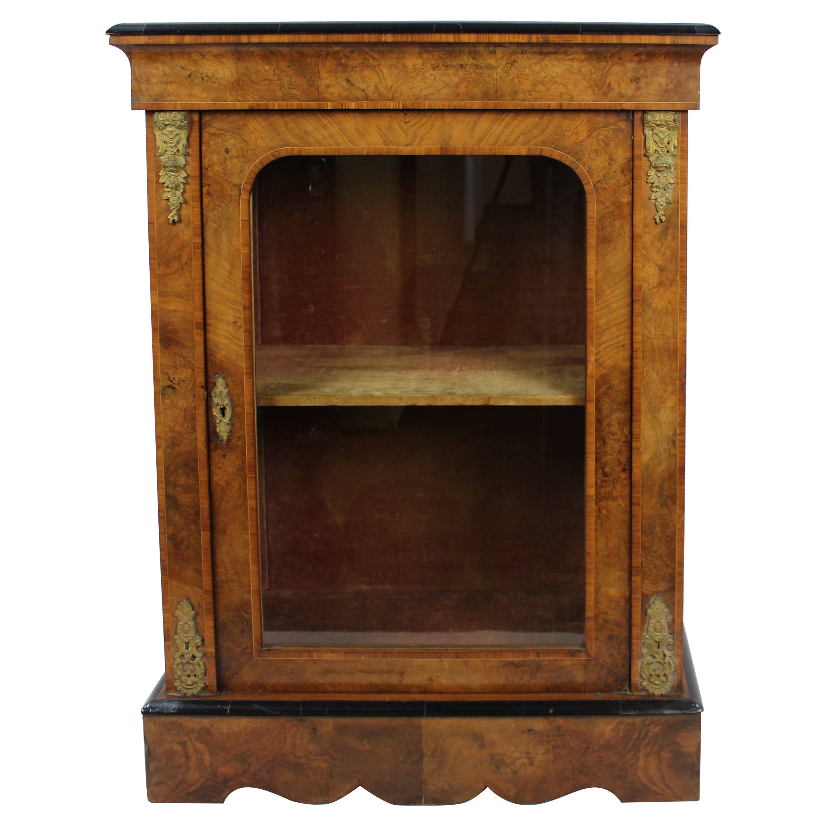 Victorian Walnut Glazed Pier Side Cabinet For Sale