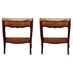 Antique Pair of French Nightstands Side Cabinets Bedside Tables Louis XVI, circa 1910