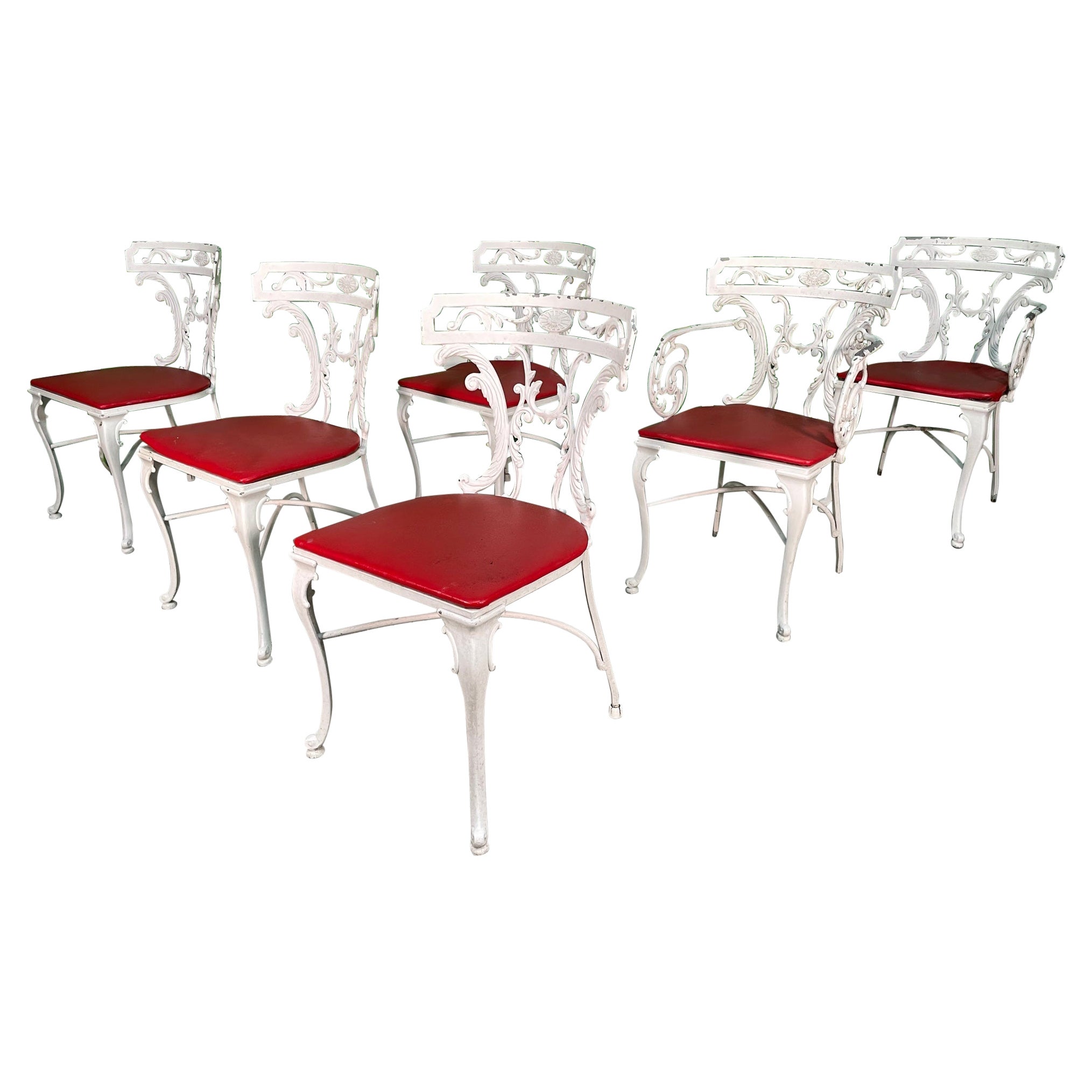 Klismos Garden Chairs 1950s Cast Aluminum, Set of 6