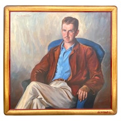  Portrait of a Handsome Man Oil Painting by Mid Century Artist