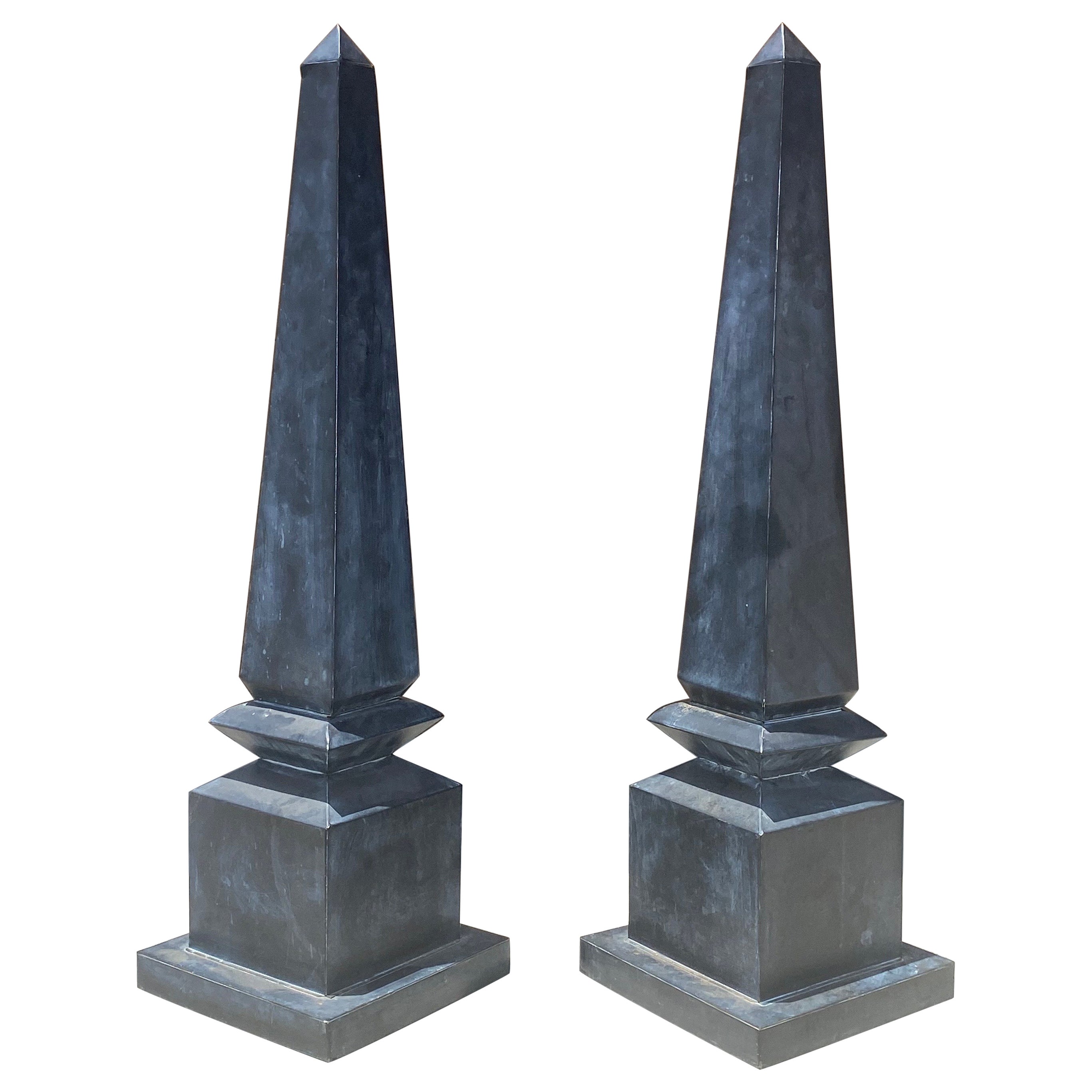 Pair of Large Mid Century Metal Outdoor/Indoor Obelisks