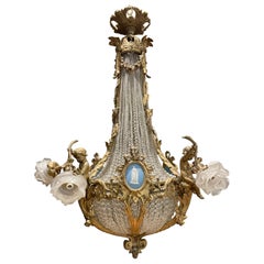 French 19th Century Bronze and Crystal And Porcelain Chandelier