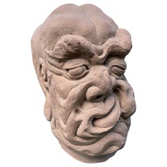 Chinese Old Fantastic Contorted Face Monk Sculpture