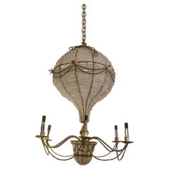 Whimsical Crystal & Brass Hot Air Balloon Vintage Chandelier