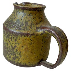 Retro Innovative Glazed Ceramic Muted Yellow Studio Pottery Jug Style Doyle Lane 1960s