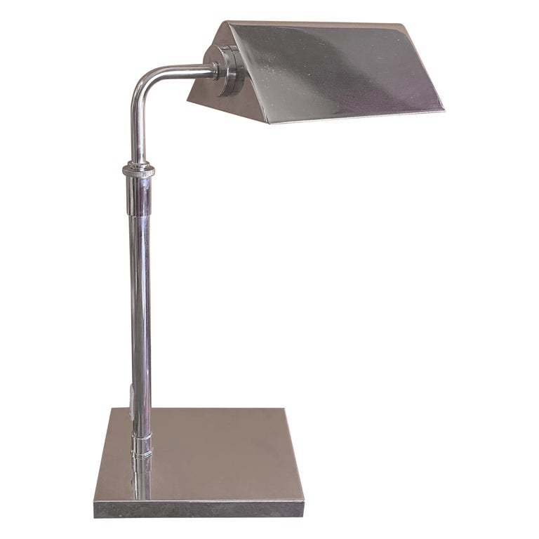 Adjustable Chrome Pharmacy Table Lamp, Pharmacy Floor Lamp With Adjustable Arm And Shade