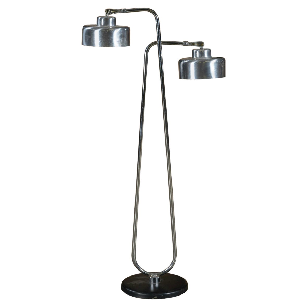Mid-Century Modern Floor Lamp with Dual Pivoting Shades For Sale