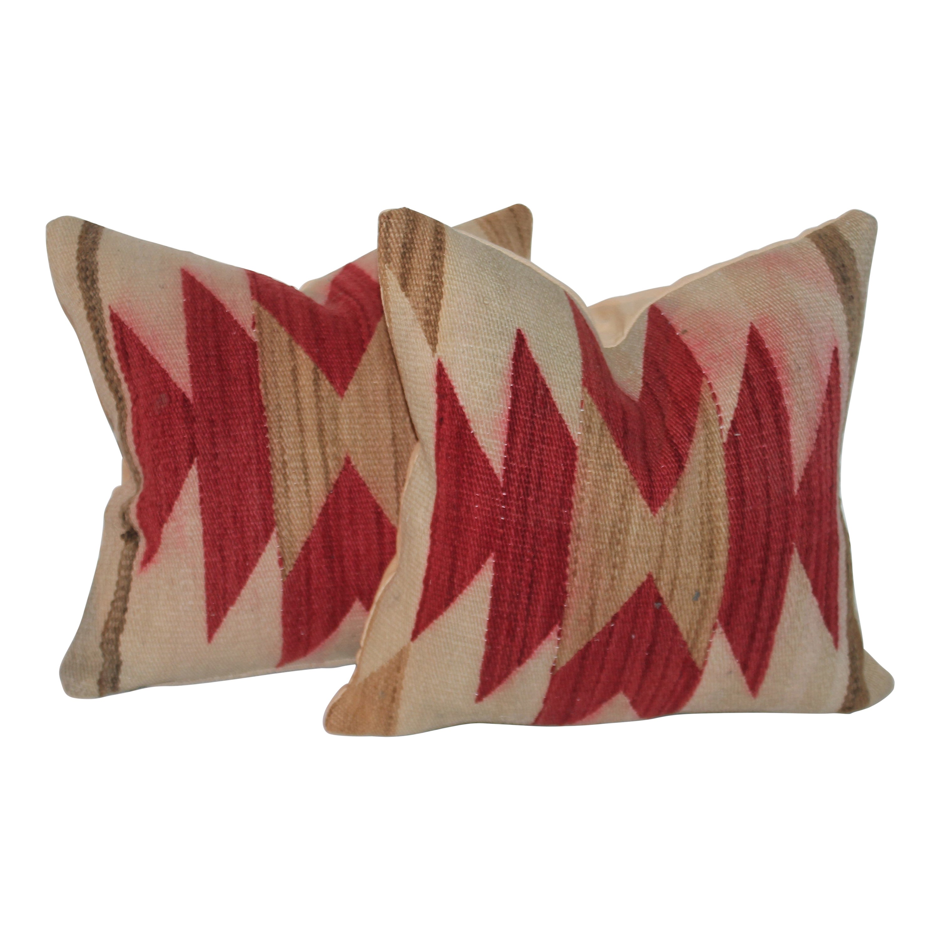 Navajo Indian Weaving Geometric Pillows, Pair