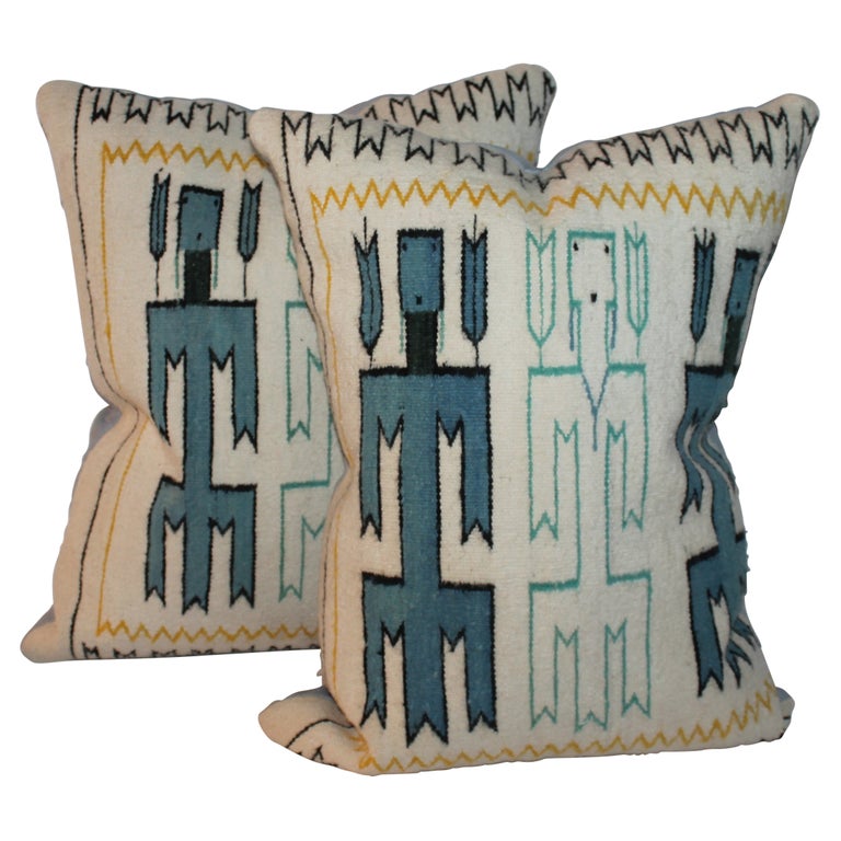 Navajo Yei Indian Weaving Pillows-Pair For Sale