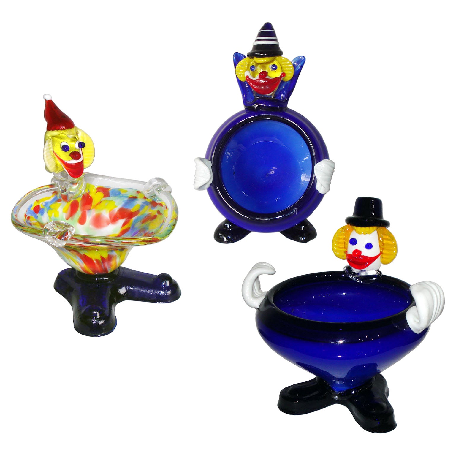 Set of Three Murano Glass Clown, Italy, circa 1960s For Sale at 1stDibs