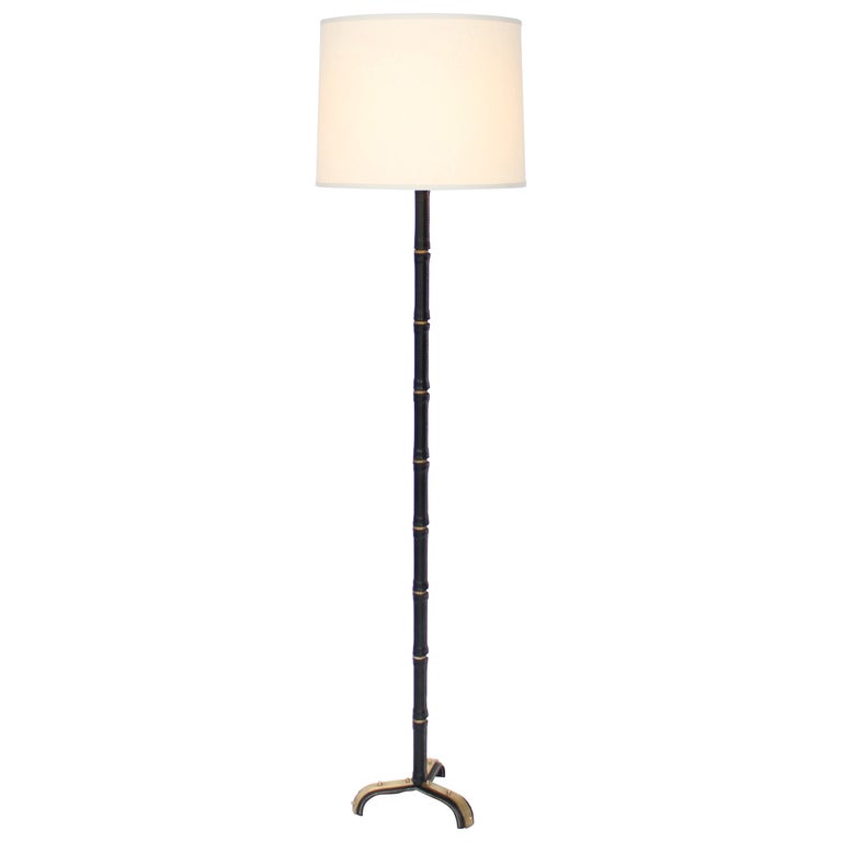 Jacques Adnet Leather and Brass French Floor Lamp at 1stDibs | jacques  adnet lamp