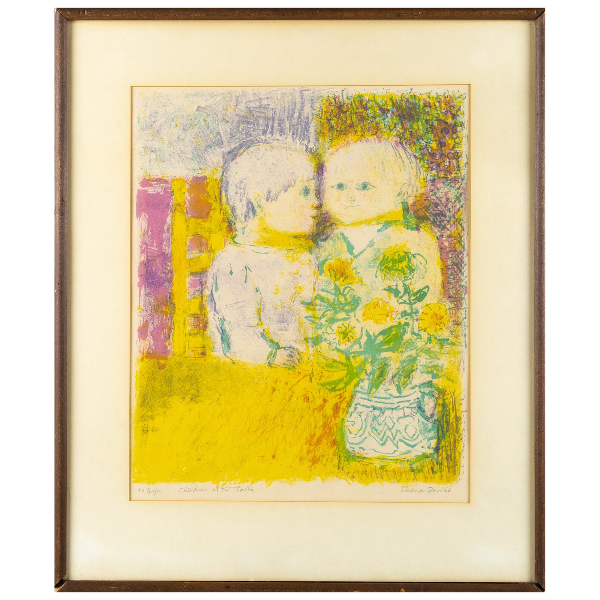 Eleanor Coen 'Children At The Table' Signed 1966 Wall Art