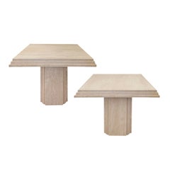 Pair of Vintage Italian Sculptural Travertine Square Coffee Tables