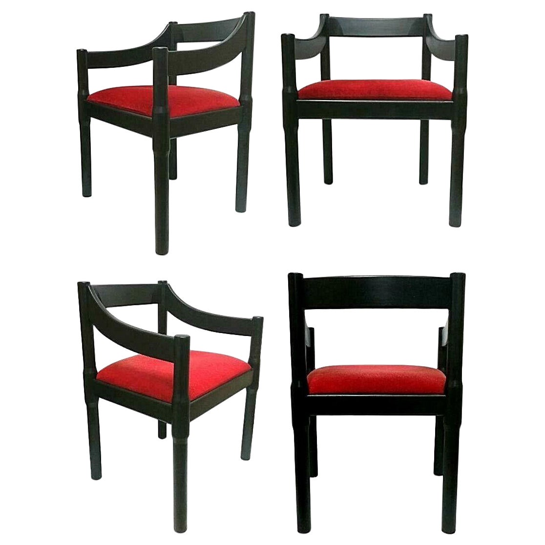 Lot of Four Chairs "Carimate" Design Vico Magistretti for Artemide, 1960s