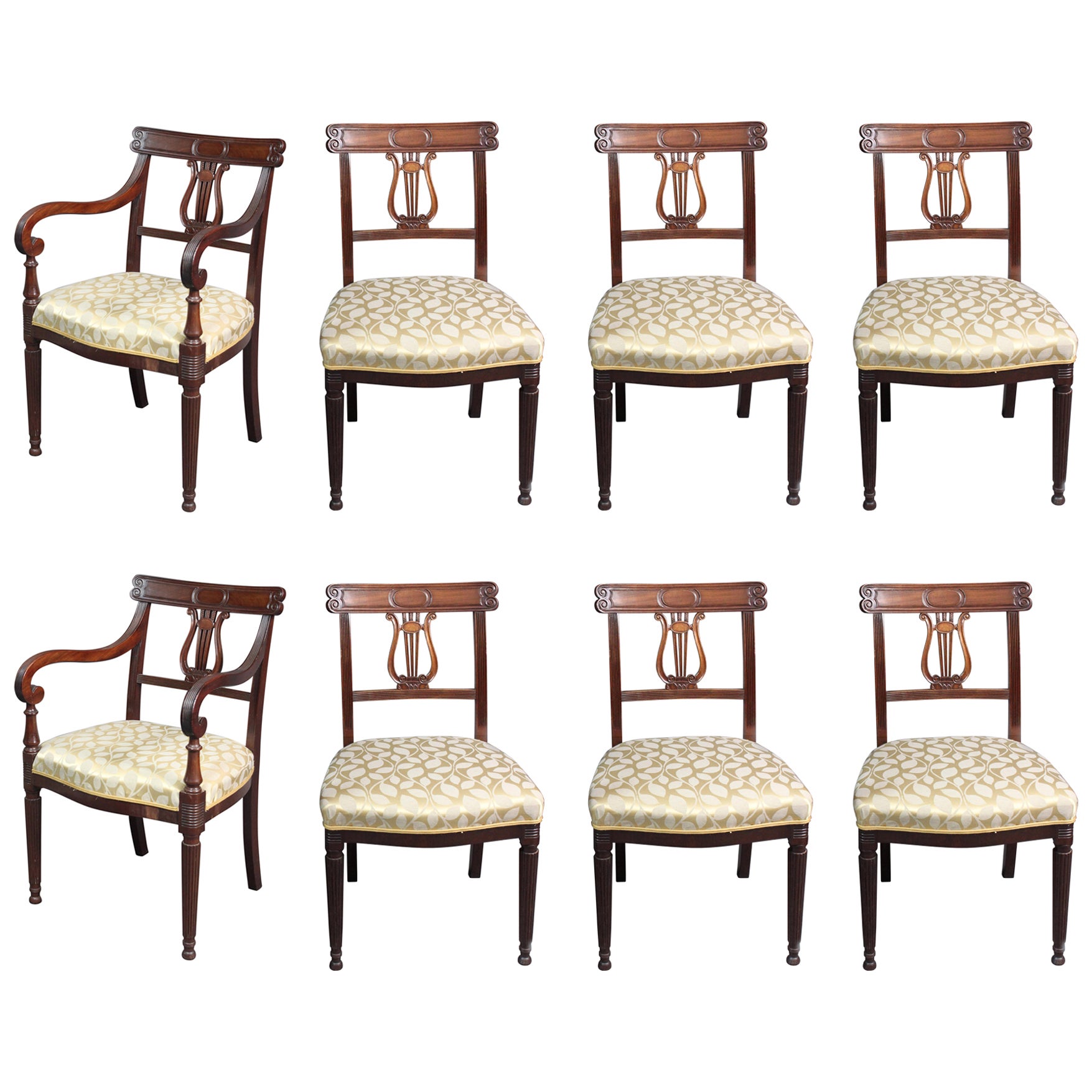 Antique Set of 8 Dining Chairs For Sale