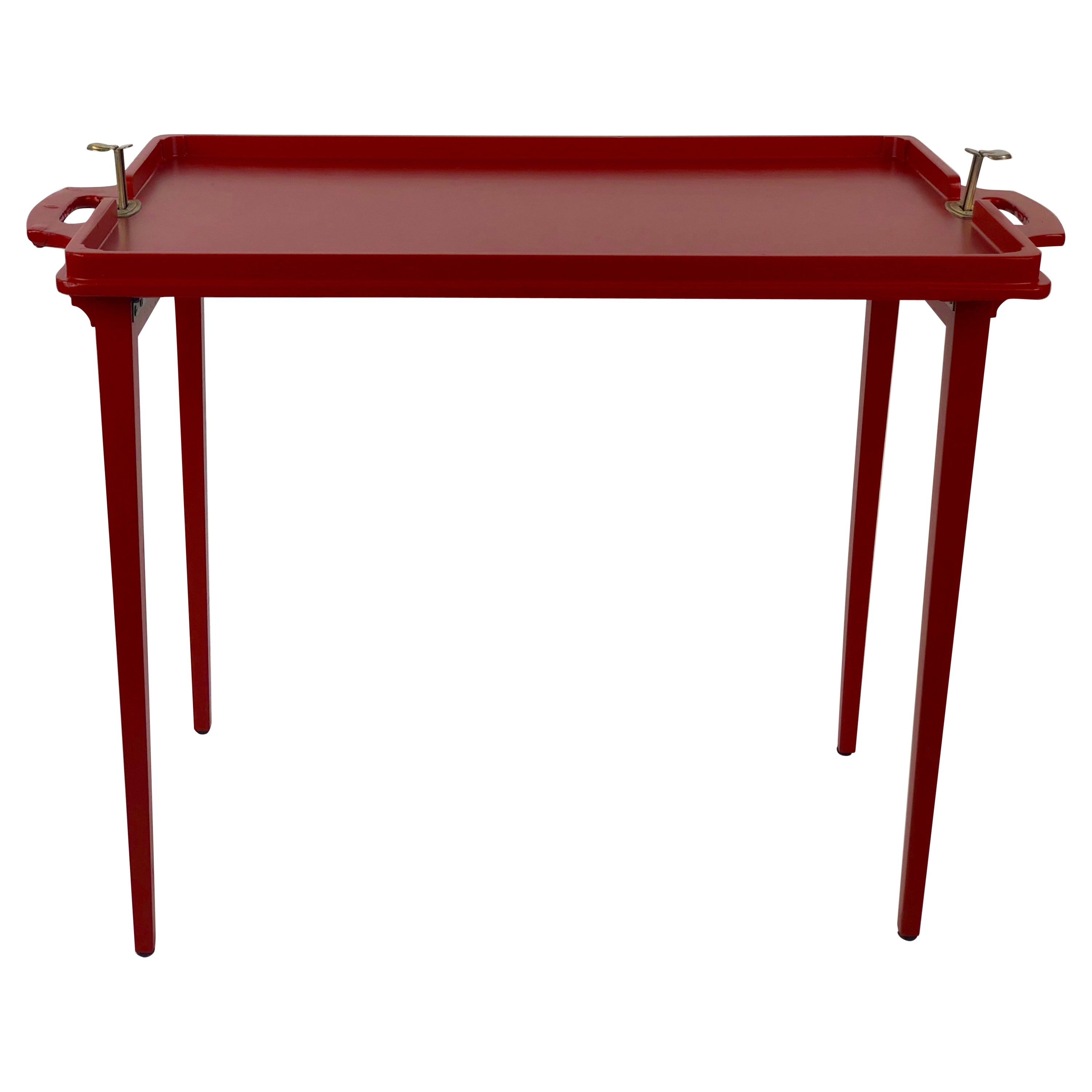 Folding Wooden Tray Table from Austria, 1930's, in Burnt Orange Colour